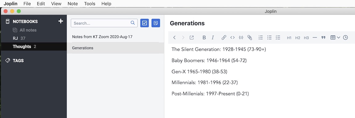 Joplin screen Alt text